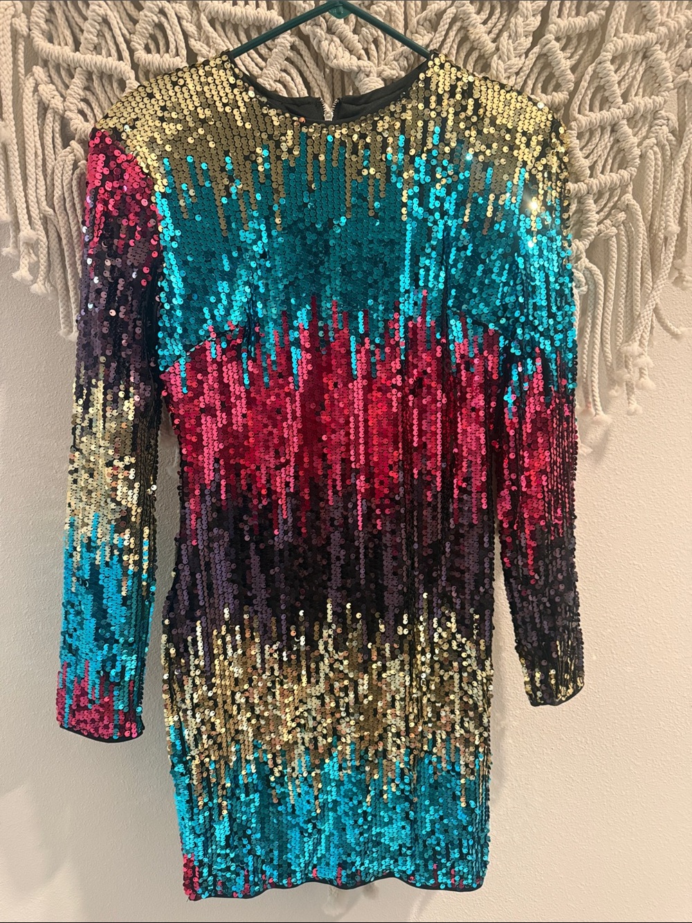SHEIN Multicolor Sequin Mini Dress - Gold, Teal, Fuchsia, Black